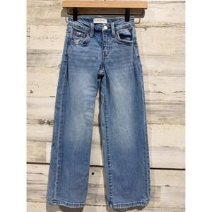 Flying Monkey Wide Leg Jeans Girls 7 Blue Mid Rise Adjustable Waist Skater EUC